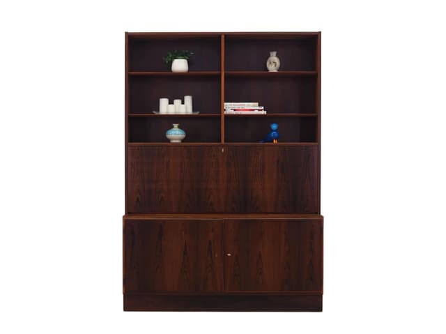 Bookcase, rosewood dark brown, by C. Jensen, for Hundevad, Denmark, 1970s. - DIMENSION
