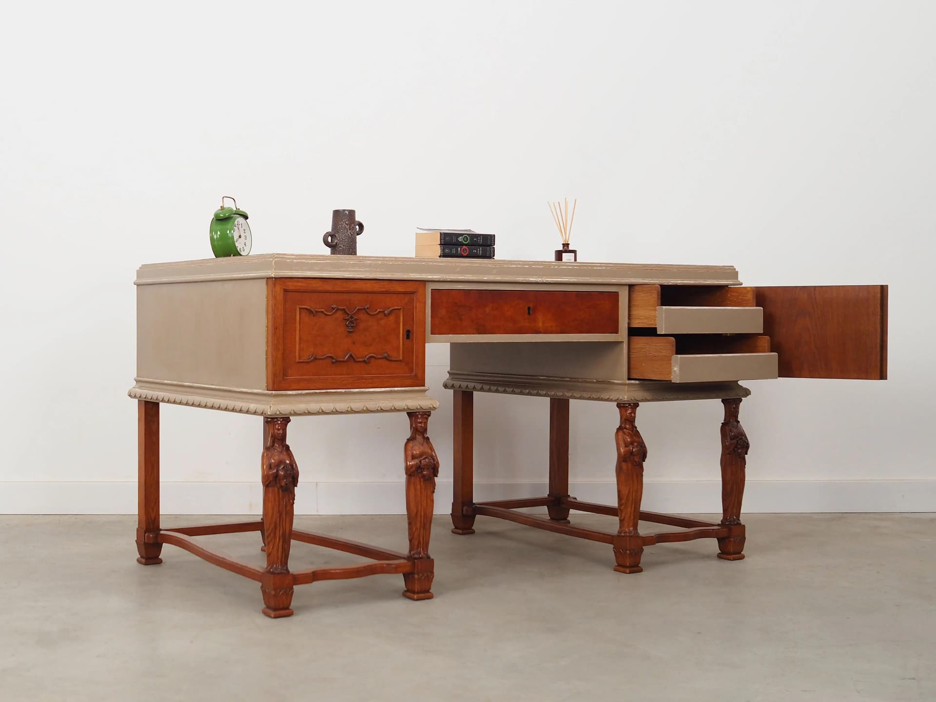 Biurko, Neo-Baroque, dąb beżowy, Dania, lata 50. - 37115