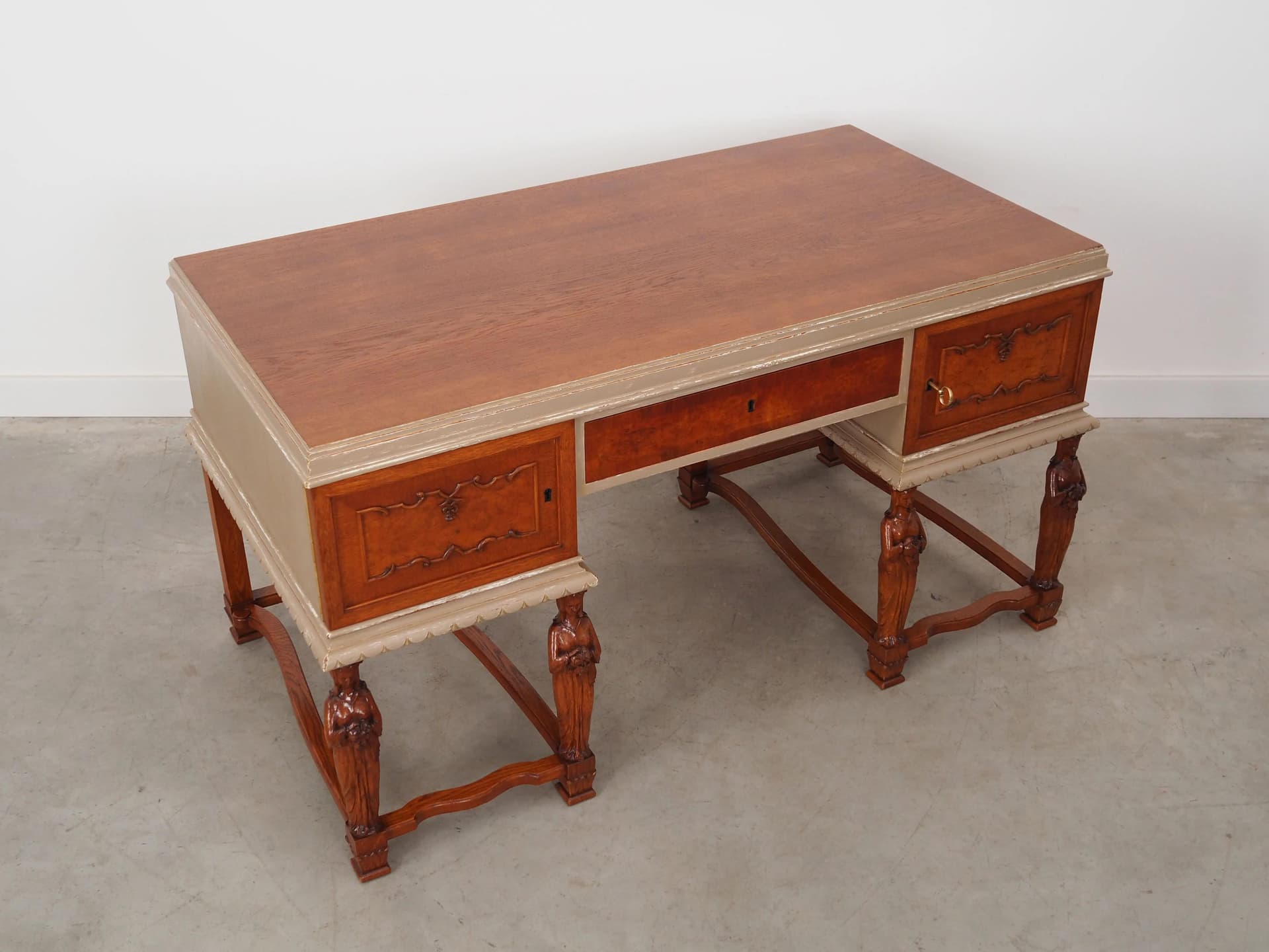 Biurko, Neo-Baroque, dąb beżowy, Dania, lata 50. - 37116