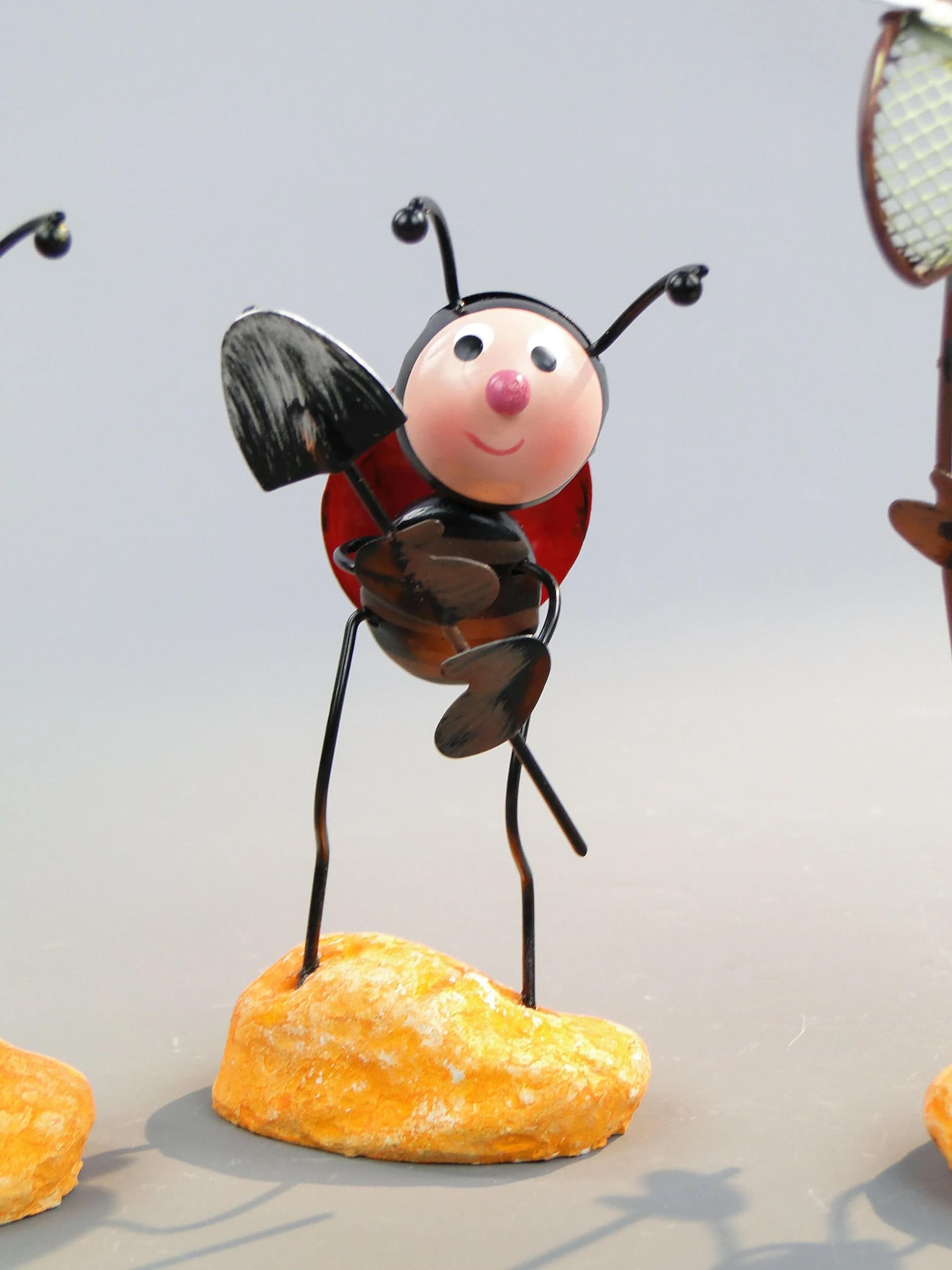 Red Miniature Lacquered Metal Ladybug Figurines, Czechoslovakia, 1970s - 37268