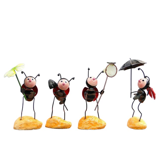 Red Miniature Lacquered Metal Ladybug Figurines, Czechoslovakia, 1970s - DIMENSION