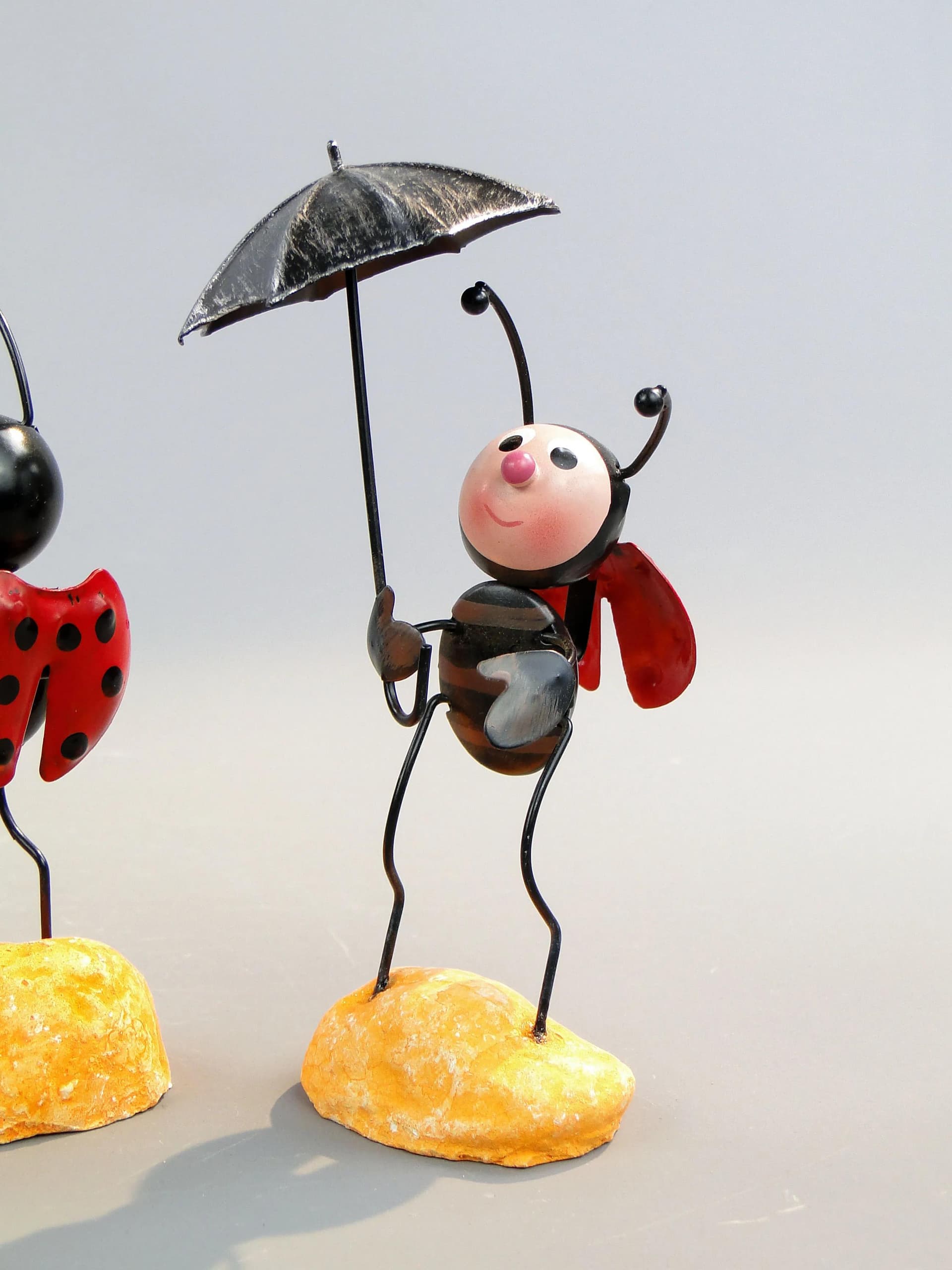 Red Miniature Lacquered Metal Ladybug Figurines, Czechoslovakia, 1970s - 37270