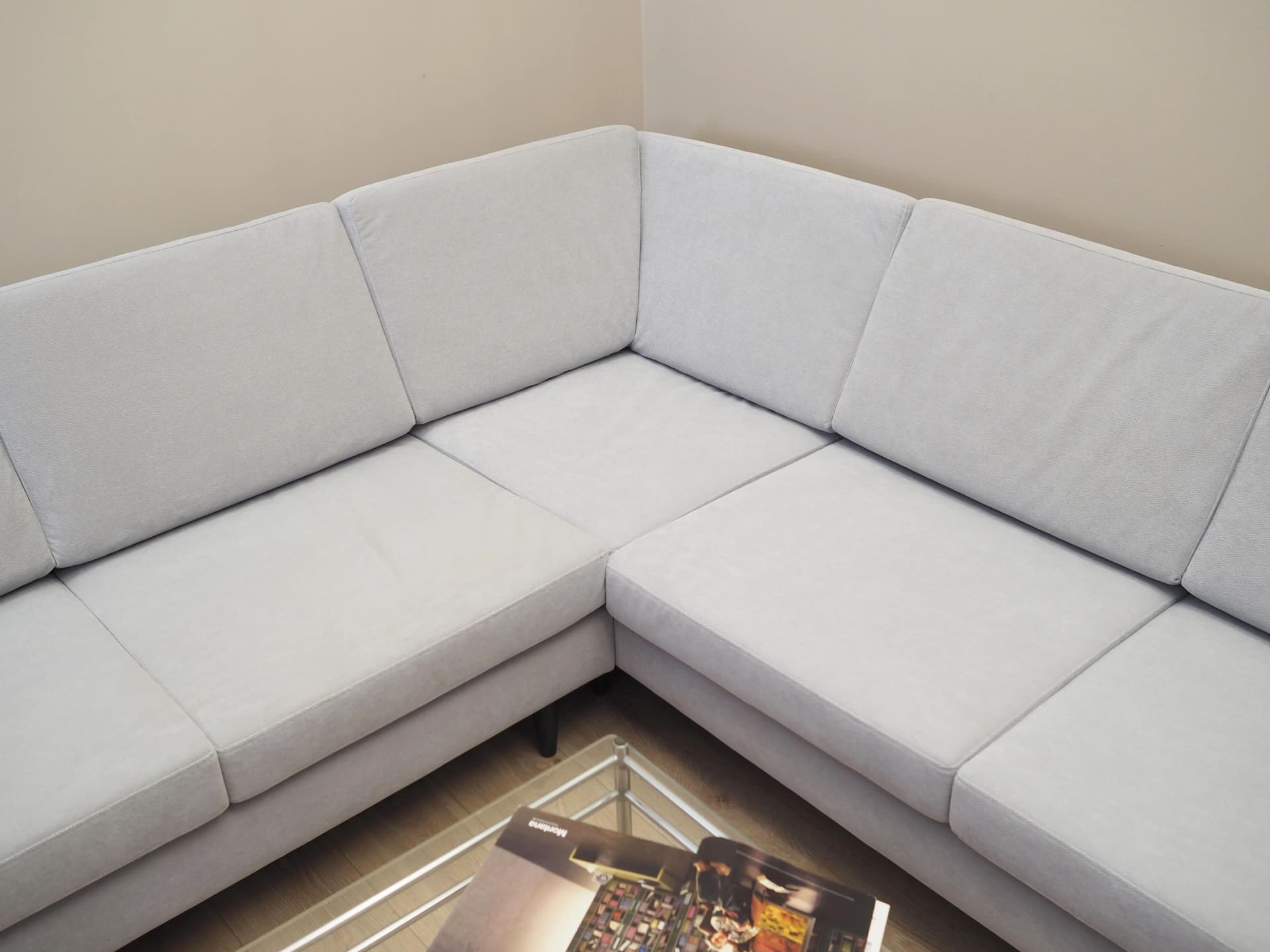 Narożnik, duński design, szary, tkanina, Dania, lata 90. - 37323