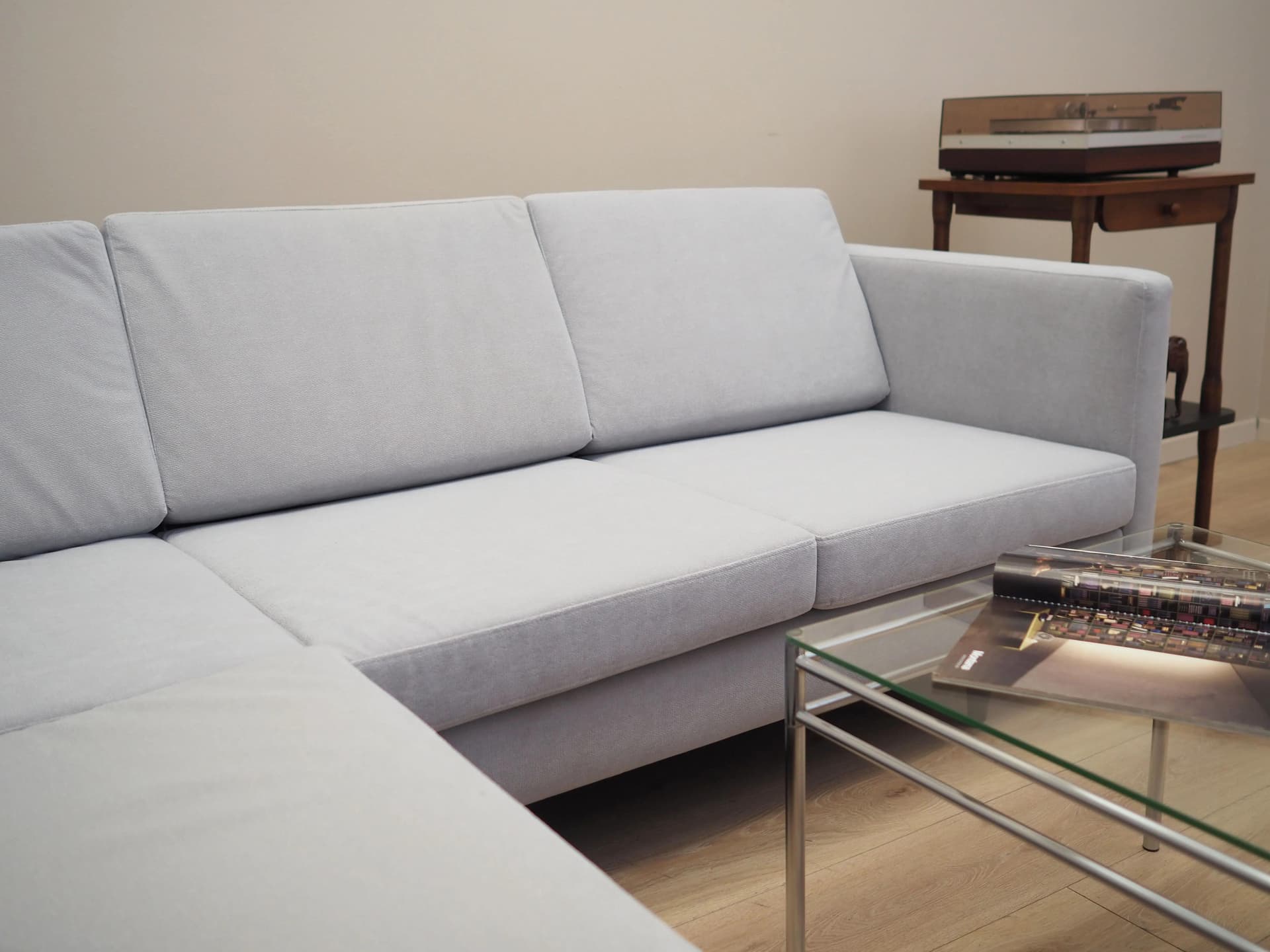 Narożnik, duński design, szary, tkanina, Dania, lata 90. - 37328