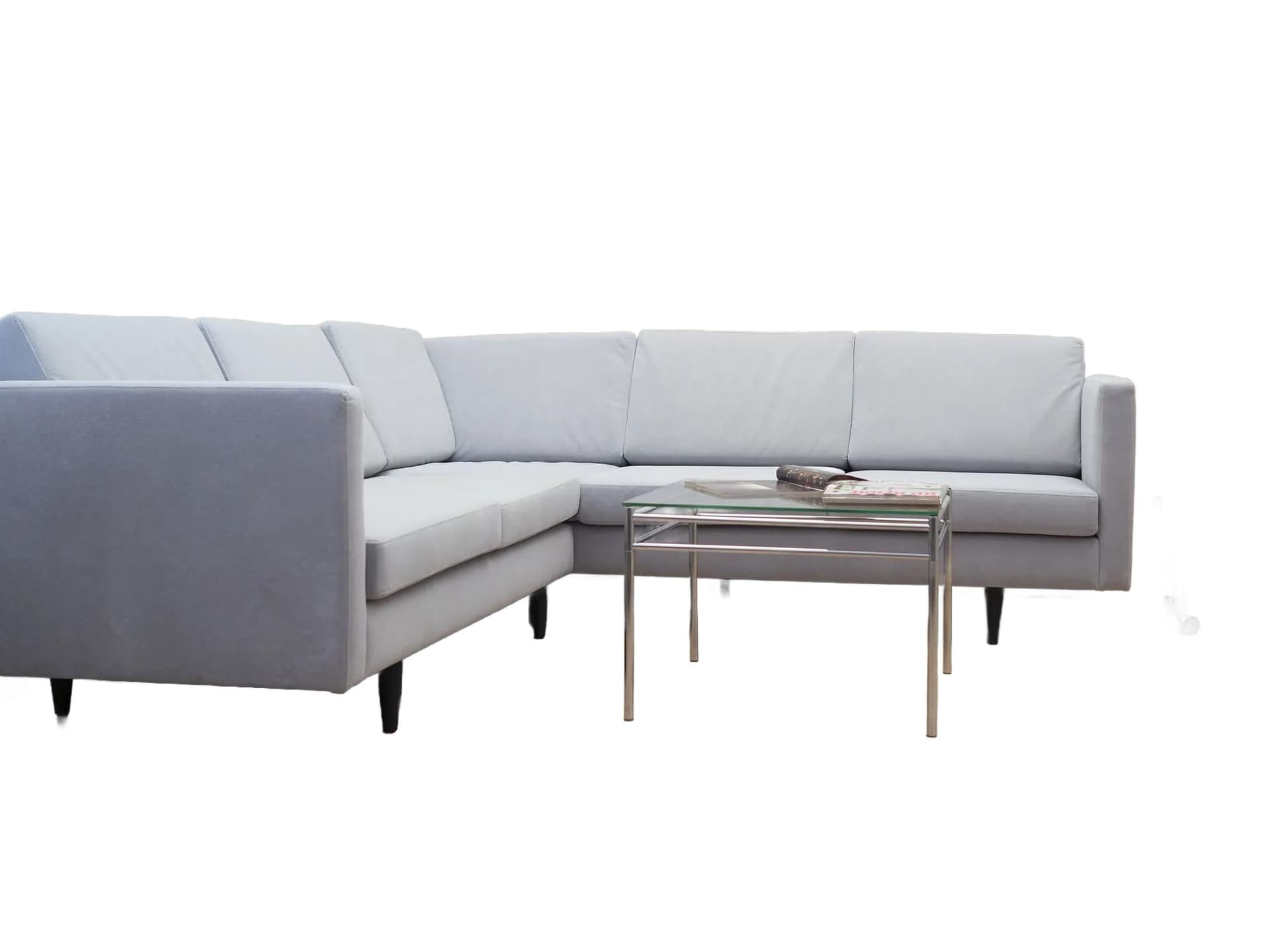 Narożnik, duński design, szary, tkanina, Dania, lata 90.