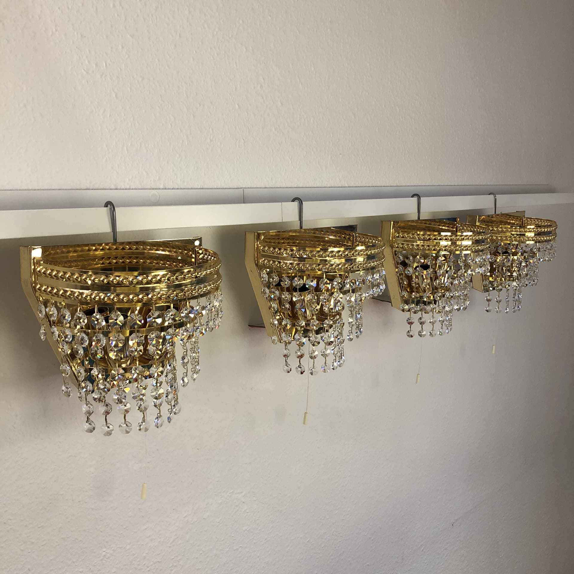 Set of wall sconces, golden crystal, Preico Leuchten-Leinau, Germany, 1980s. - 81971