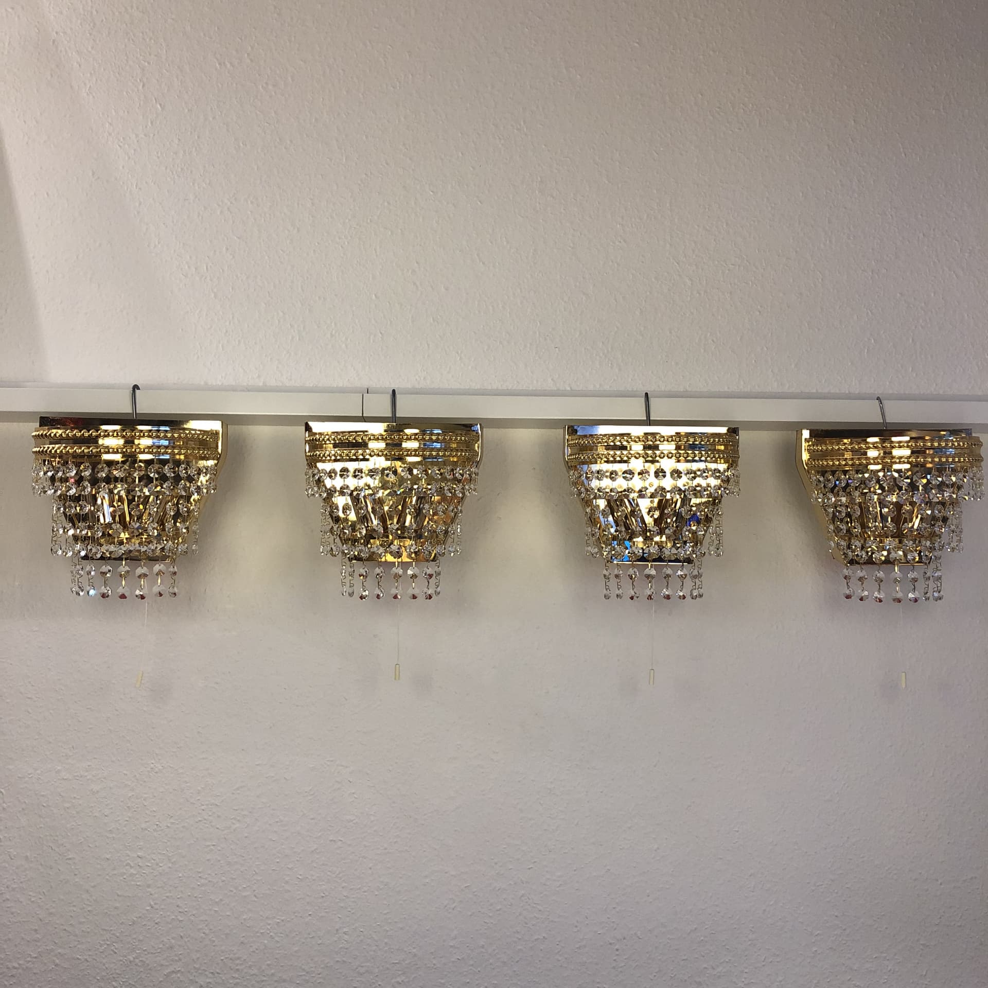 Set of wall sconces, golden crystal, Preico Leuchten-Leinau, Germany, 1980s. - 81972