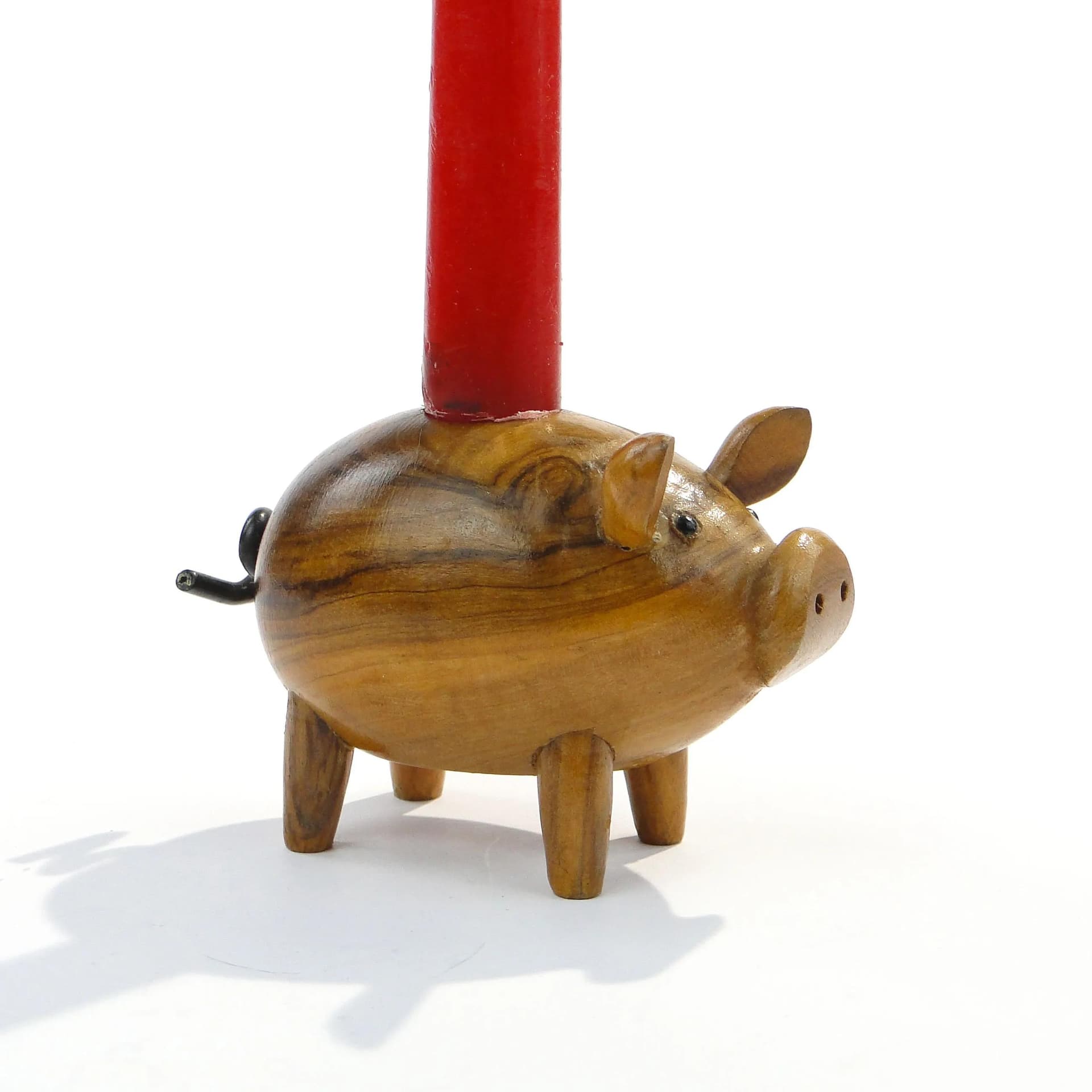 Candleholder Pig, brown, mahogany, Sweden, 1960s - 37221