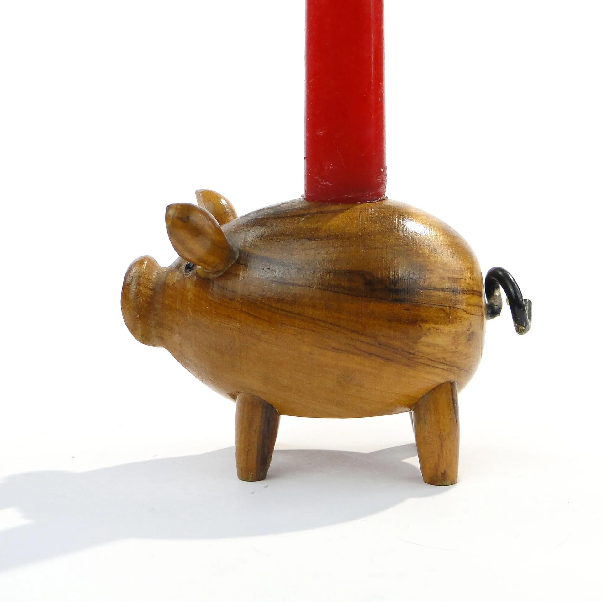 Candleholder Pig, brown, mahogany, Sweden, 1960s - 37219