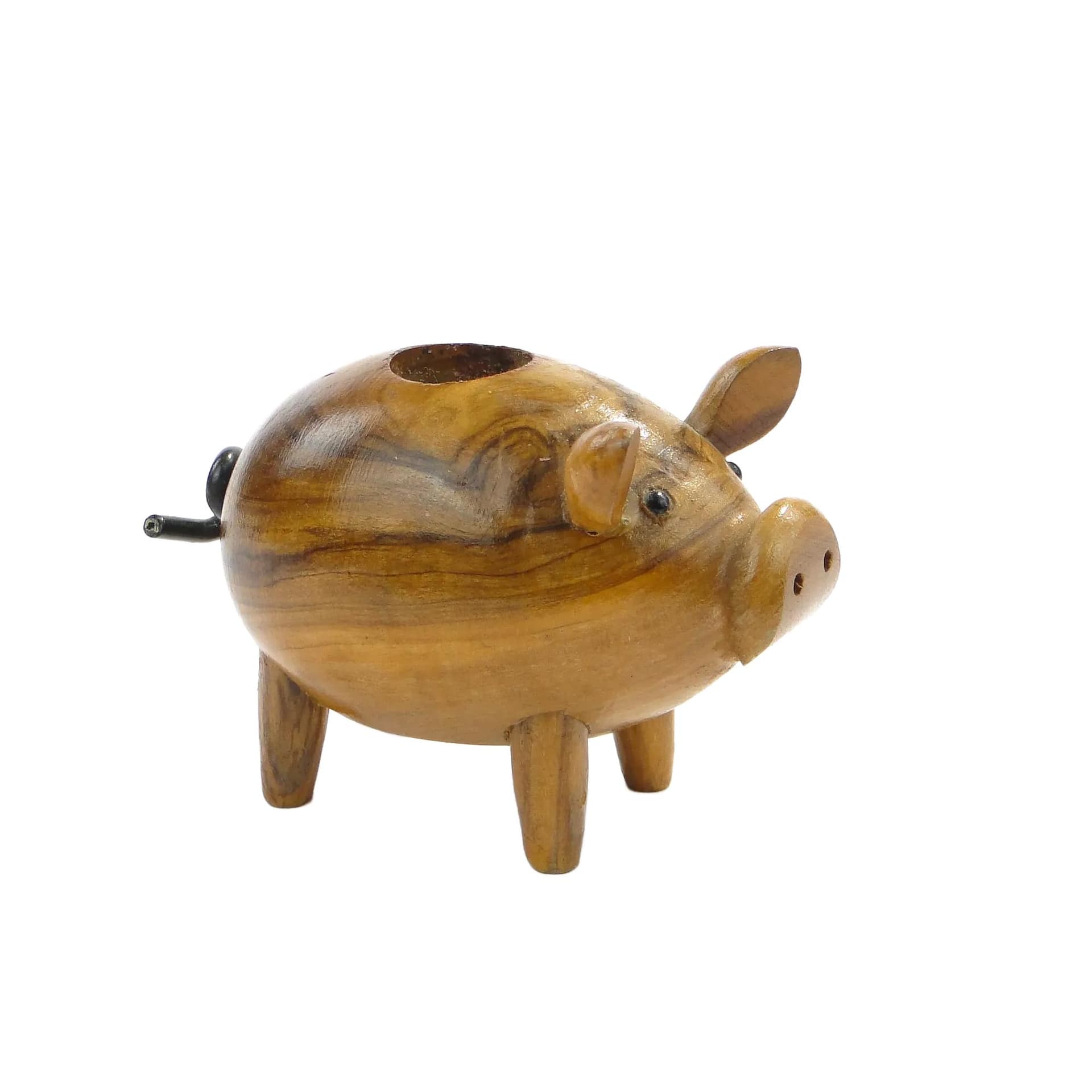 Candleholder Pig, brown, mahogany, Sweden, 1960s