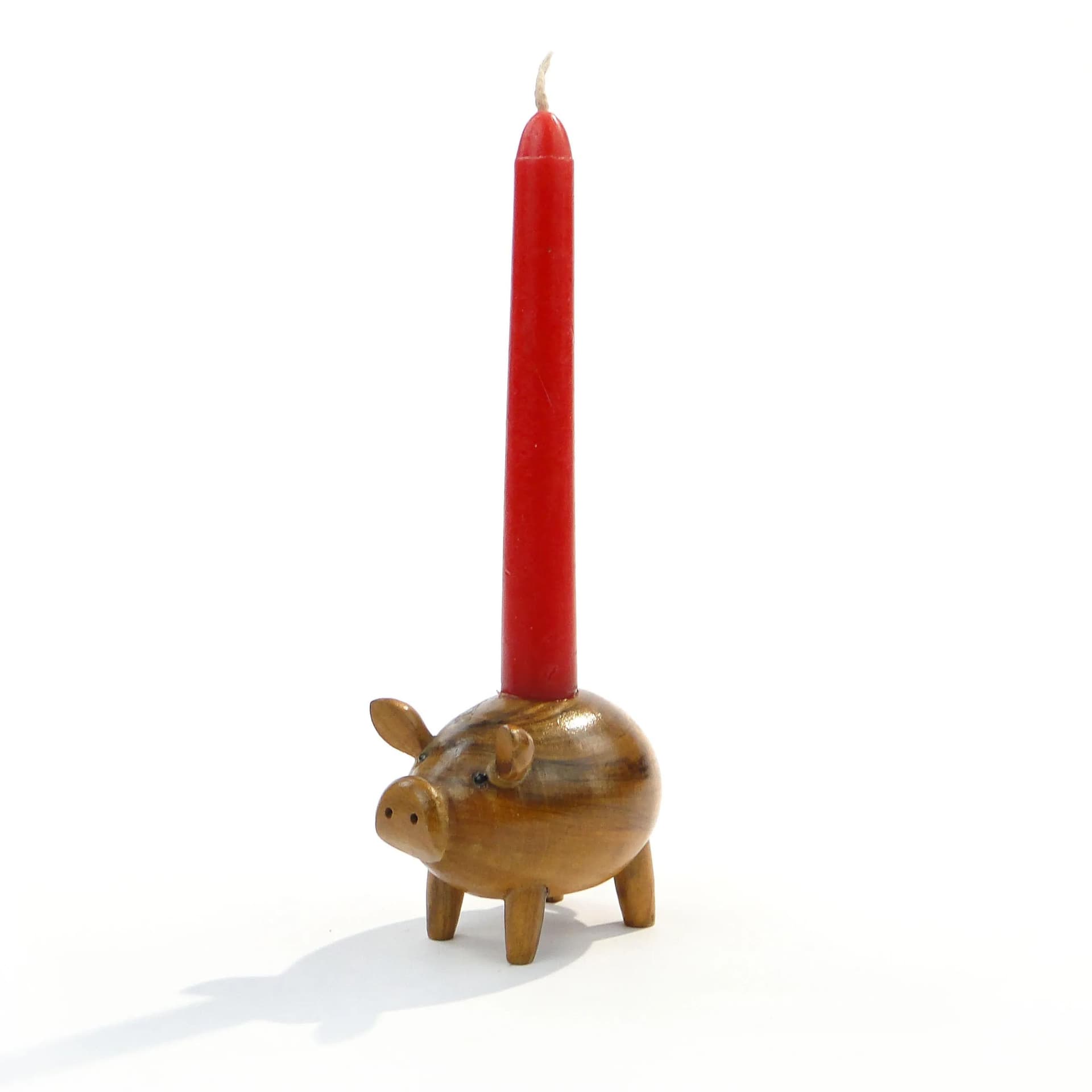 Candleholder Pig, brown, mahogany, Sweden, 1960s - 37217