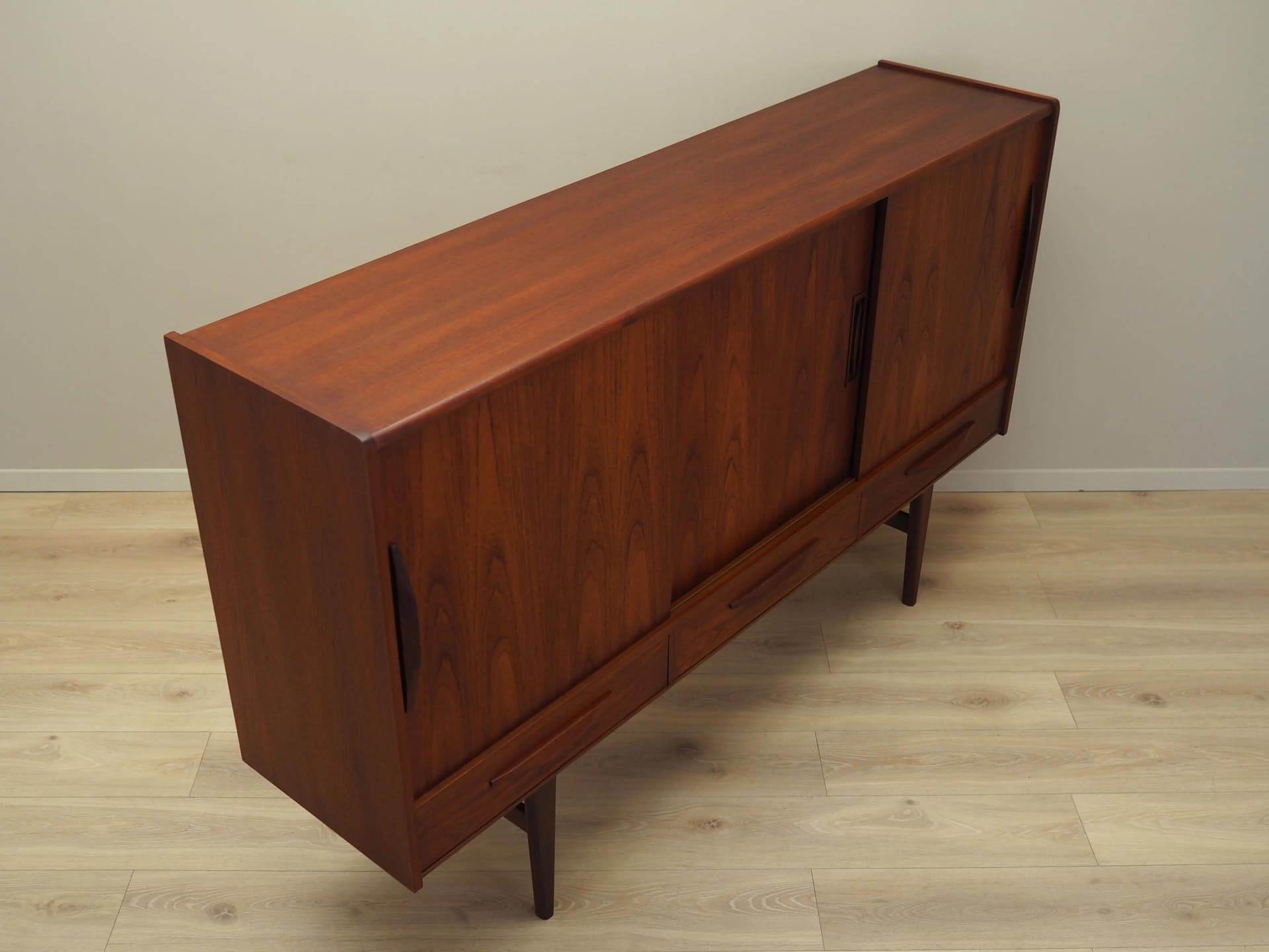 Highboard, teak, brązowy ciemny, Dania, lata 70. - 37286