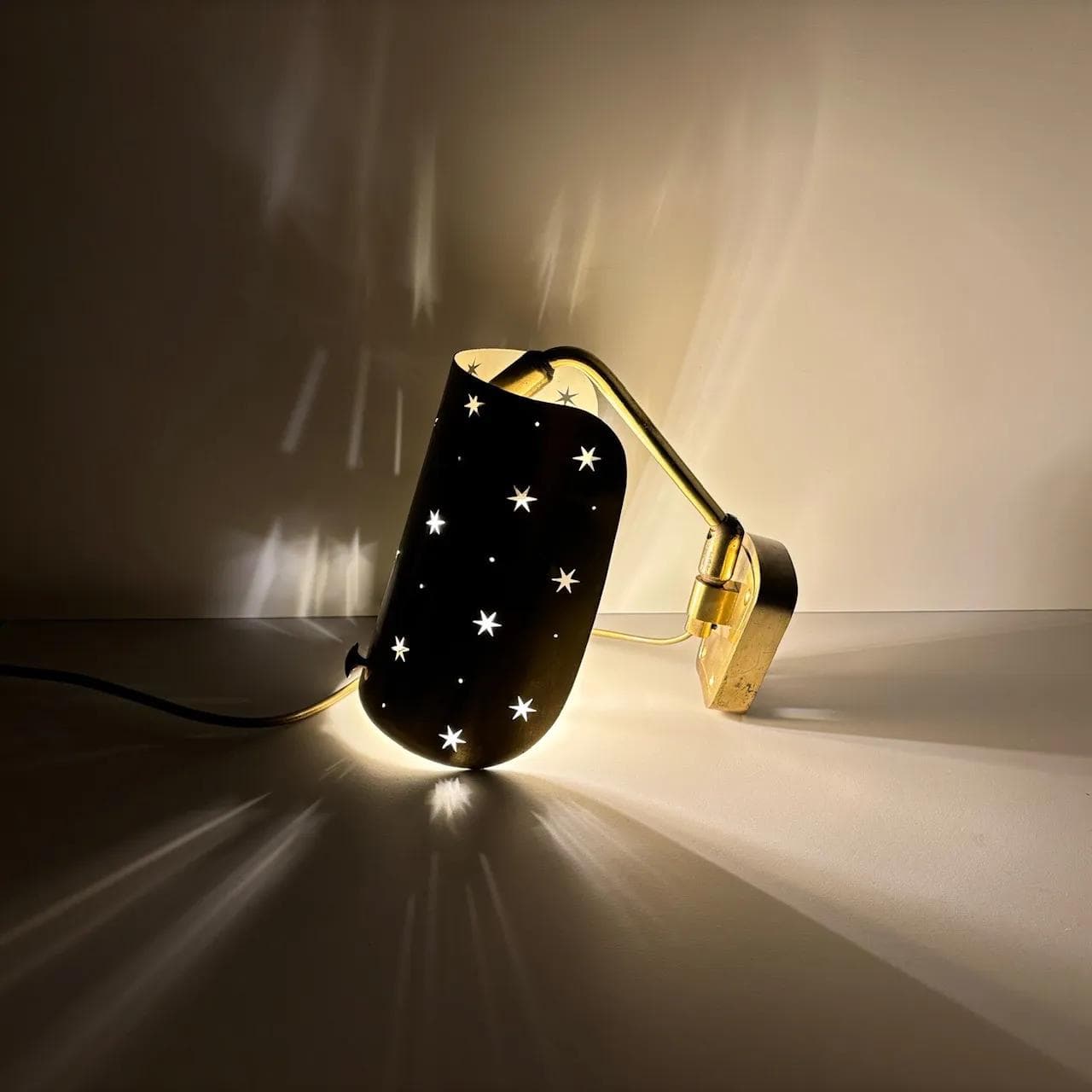 Pair of wall sconces Stilnovo, golden brass, Germany, 1950s - 37368