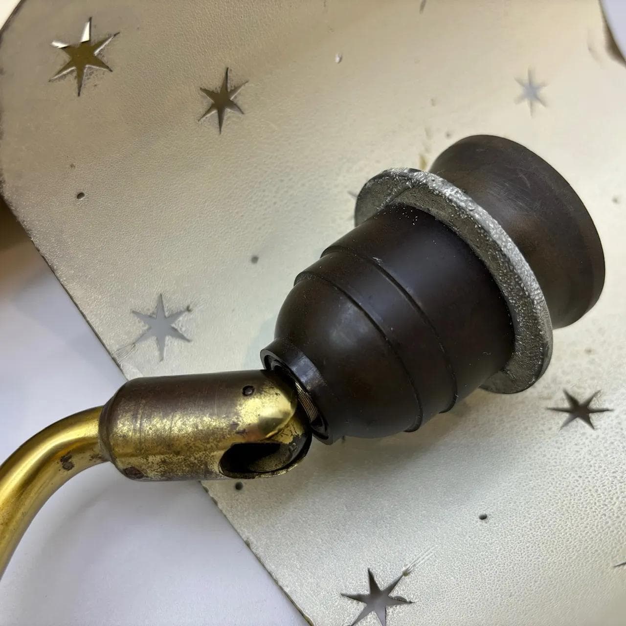 Pair of wall sconces Stilnovo, golden brass, Germany, 1950s - 37374