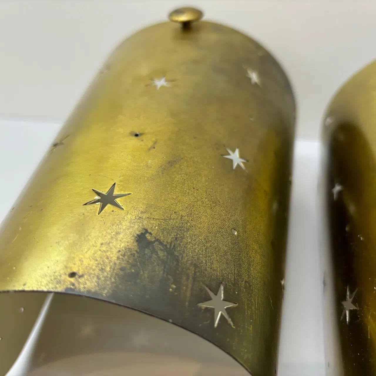 Pair of wall sconces Stilnovo, golden brass, Germany, 1950s - 37371