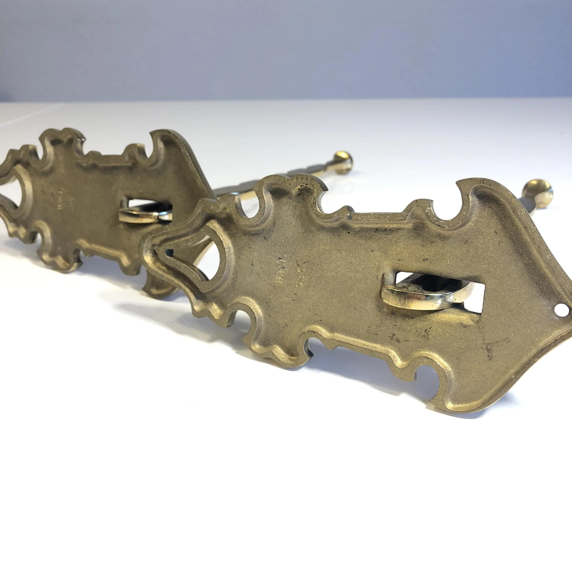 Para wieszaków ściennych, mosiądz złoty, Niemcy, lata 60. - 37362