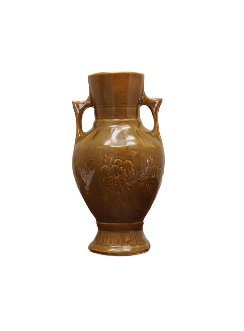 Wazon, ceramika brązowy, Dania, lata 60.