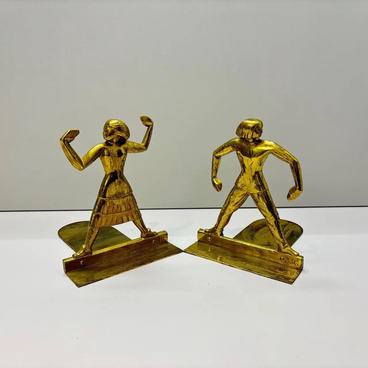 Pair of bookends Native Americans, golden bronze, Germany, early 20th c. - 37555