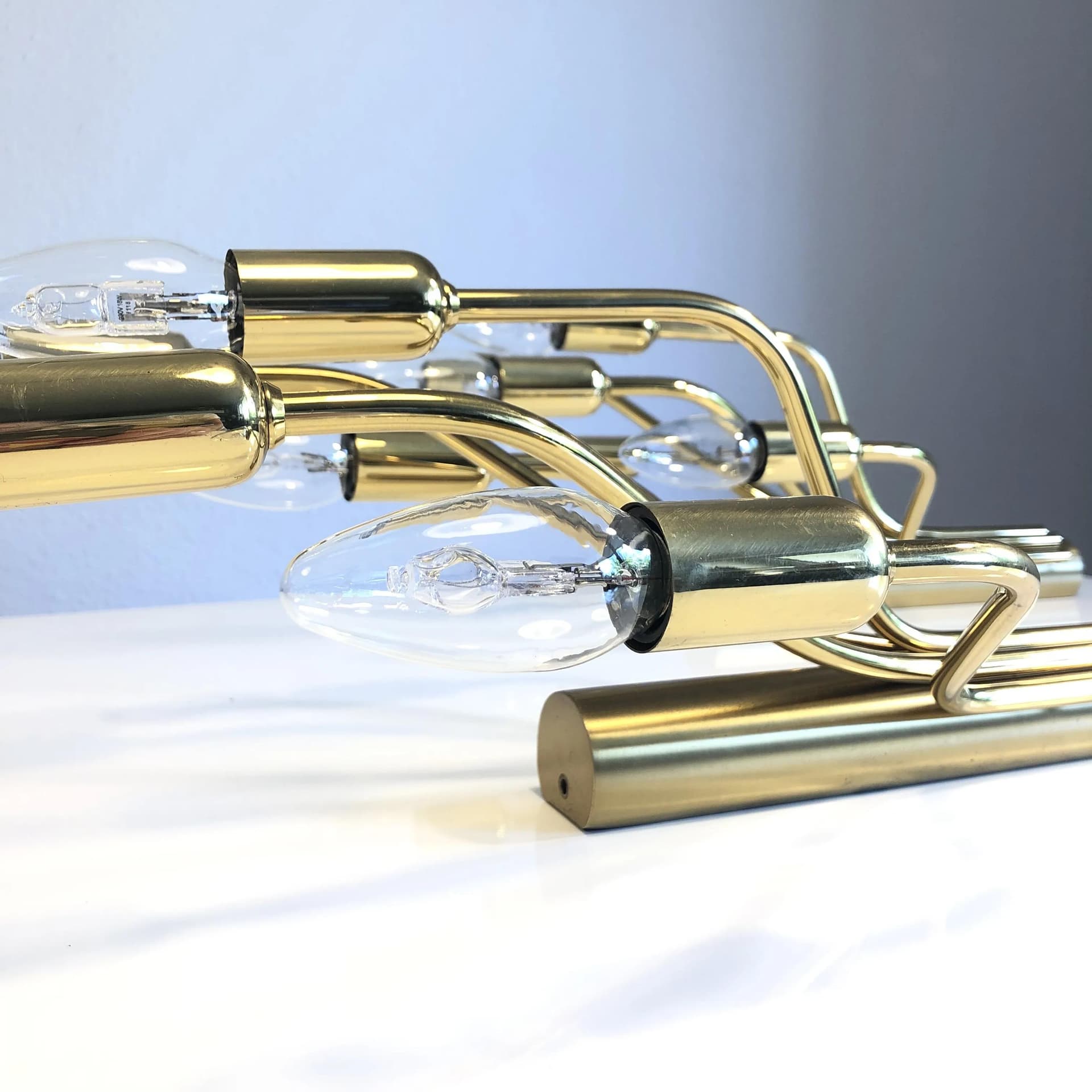 Pair of wall sconces, golden brass, WKR Leuchten, Germany, 1970s. - 37539