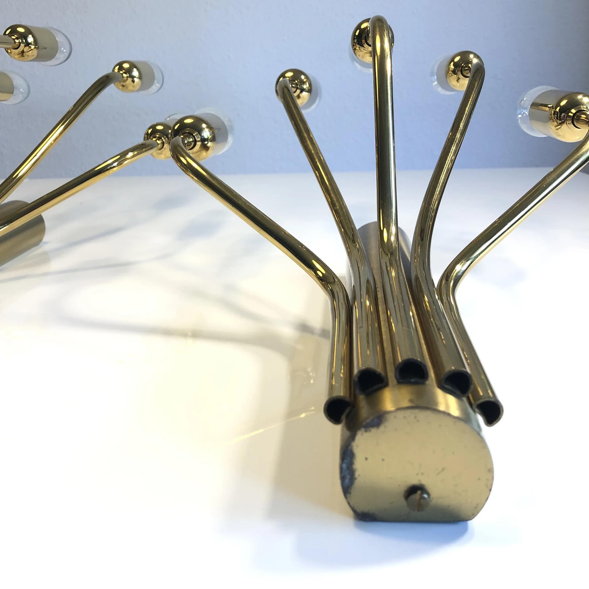 Pair of wall sconces, golden brass, WKR Leuchten, Germany, 1970s. - 37536