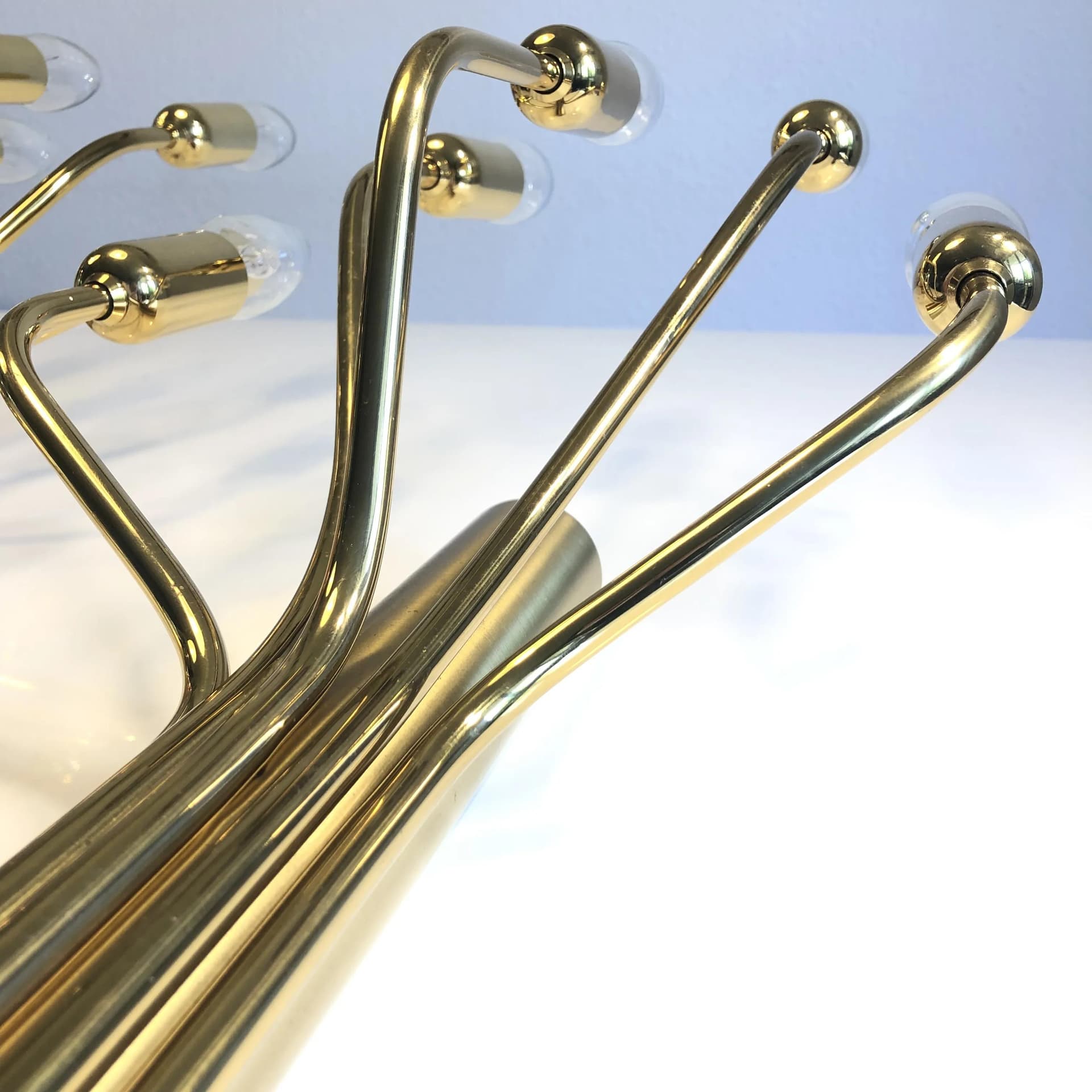 Pair of wall sconces, golden brass, WKR Leuchten, Germany, 1970s. - 37537