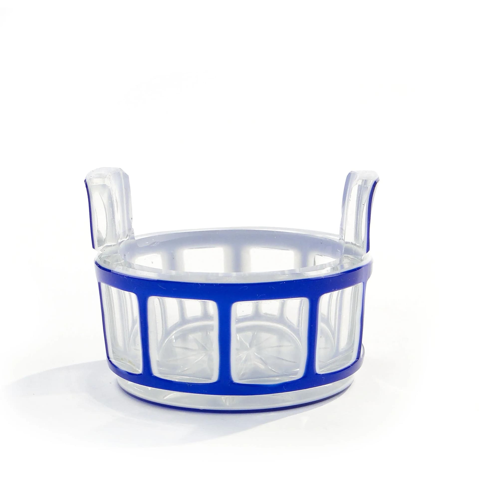 Solniczka cebrzyk biedermeier, szkło niebieski biały, Polska, XIX w. - 37591