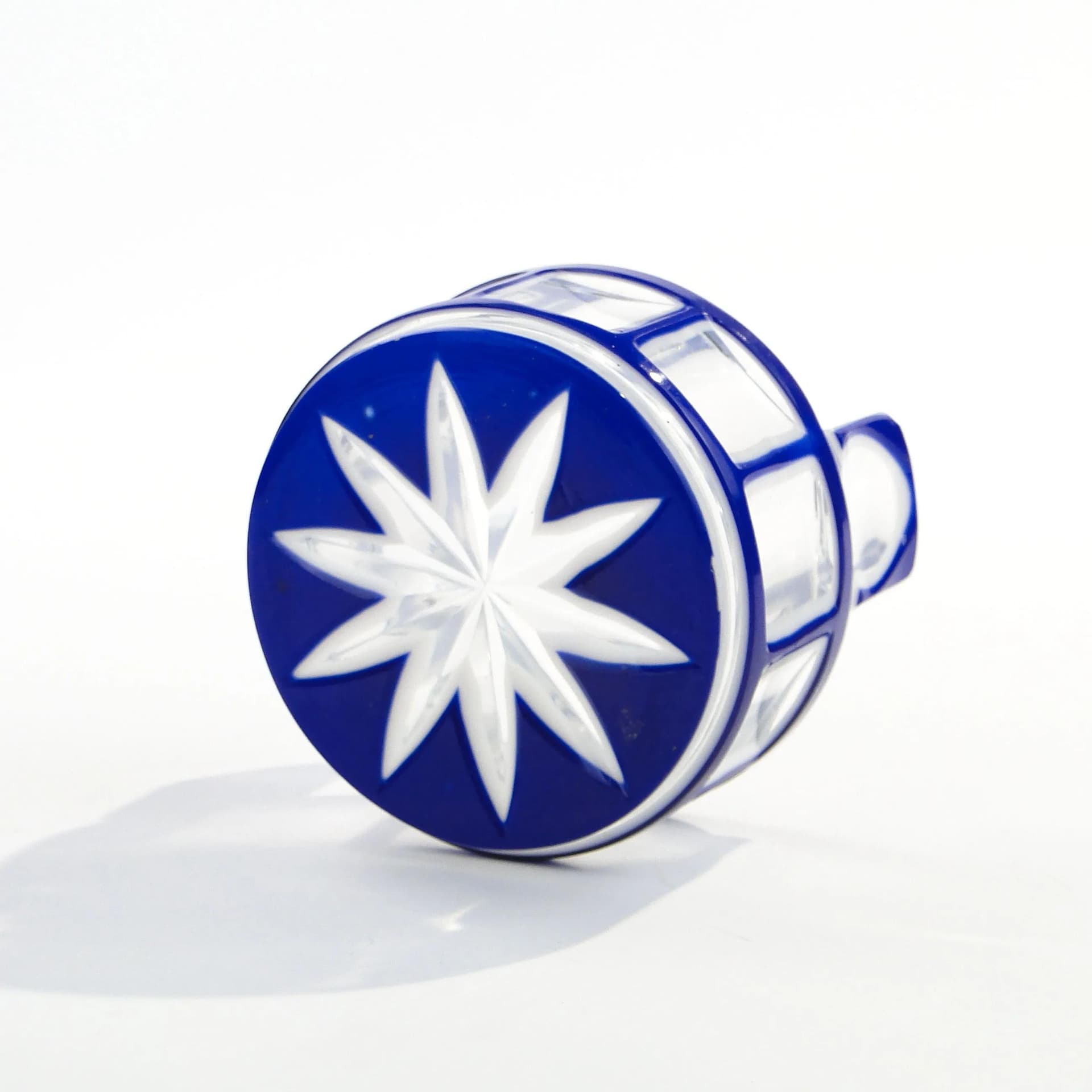 Solniczka cebrzyk biedermeier, szkło niebieski biały, Polska, XIX w. - 37595