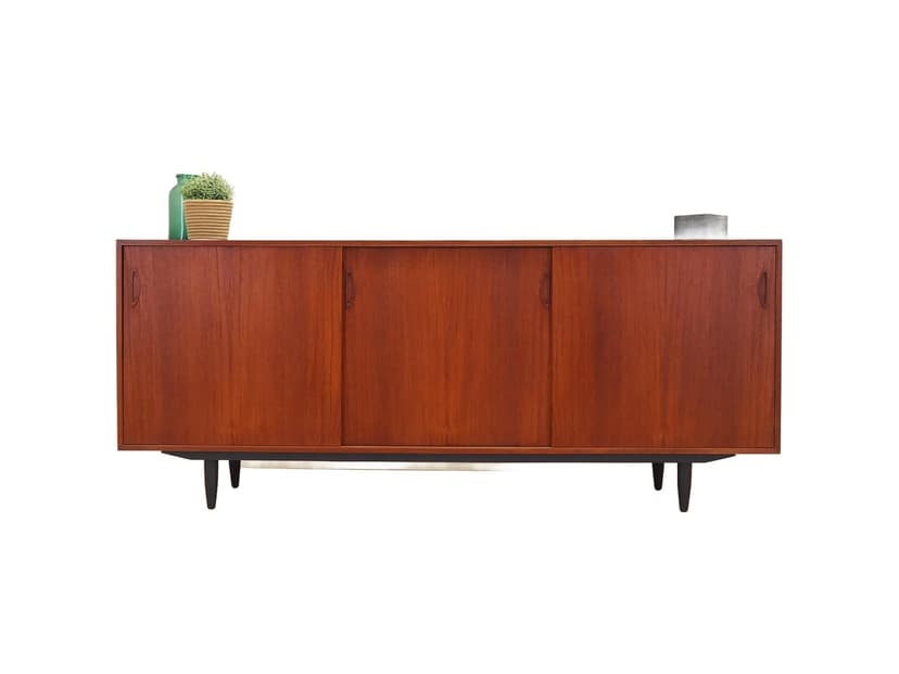 Sideboard, teak pomarańczowy, drewno czarny, Dania, lata 70.