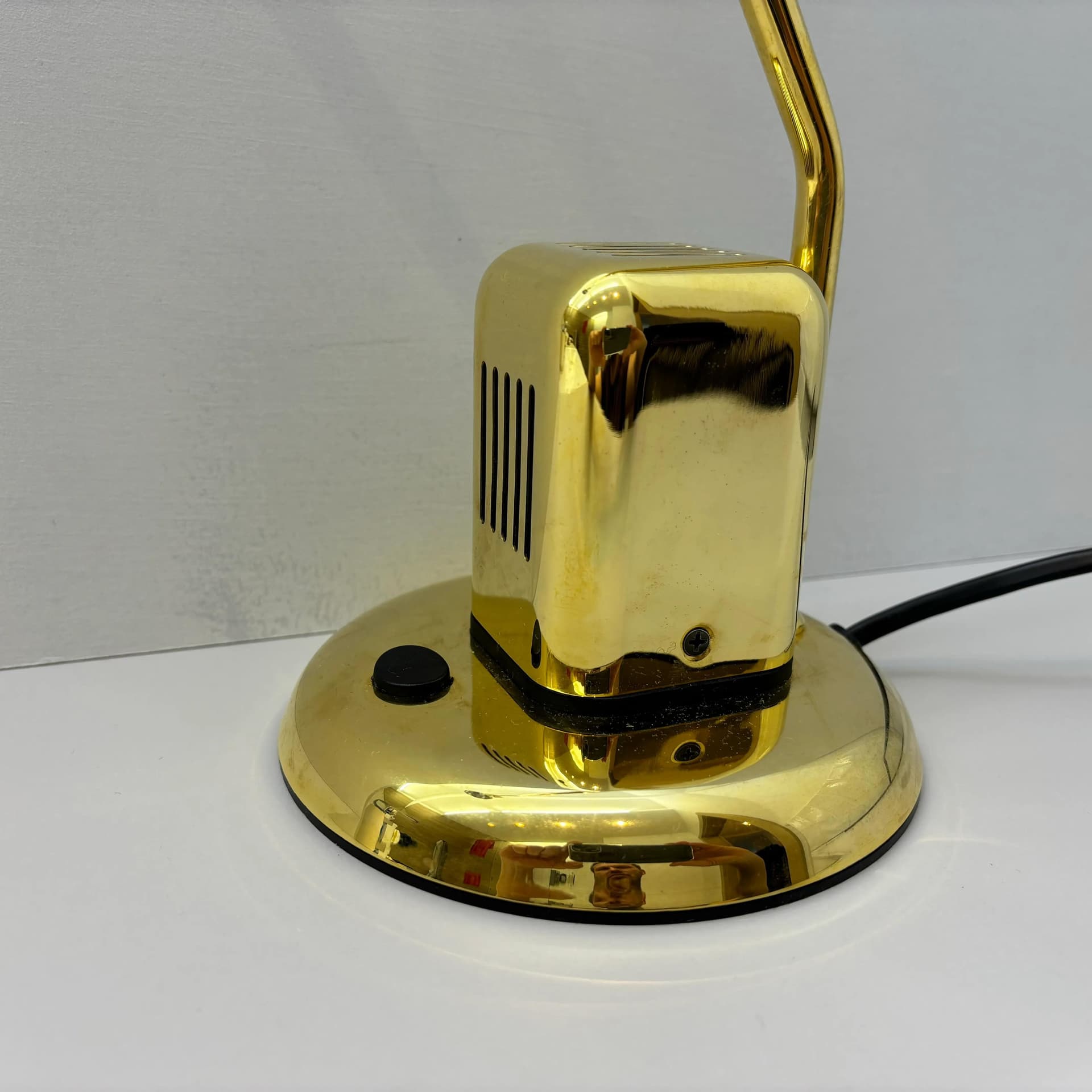 Desk Lamp Vrieland Design, golden, metal, Netherlands, 1970s. - 37677