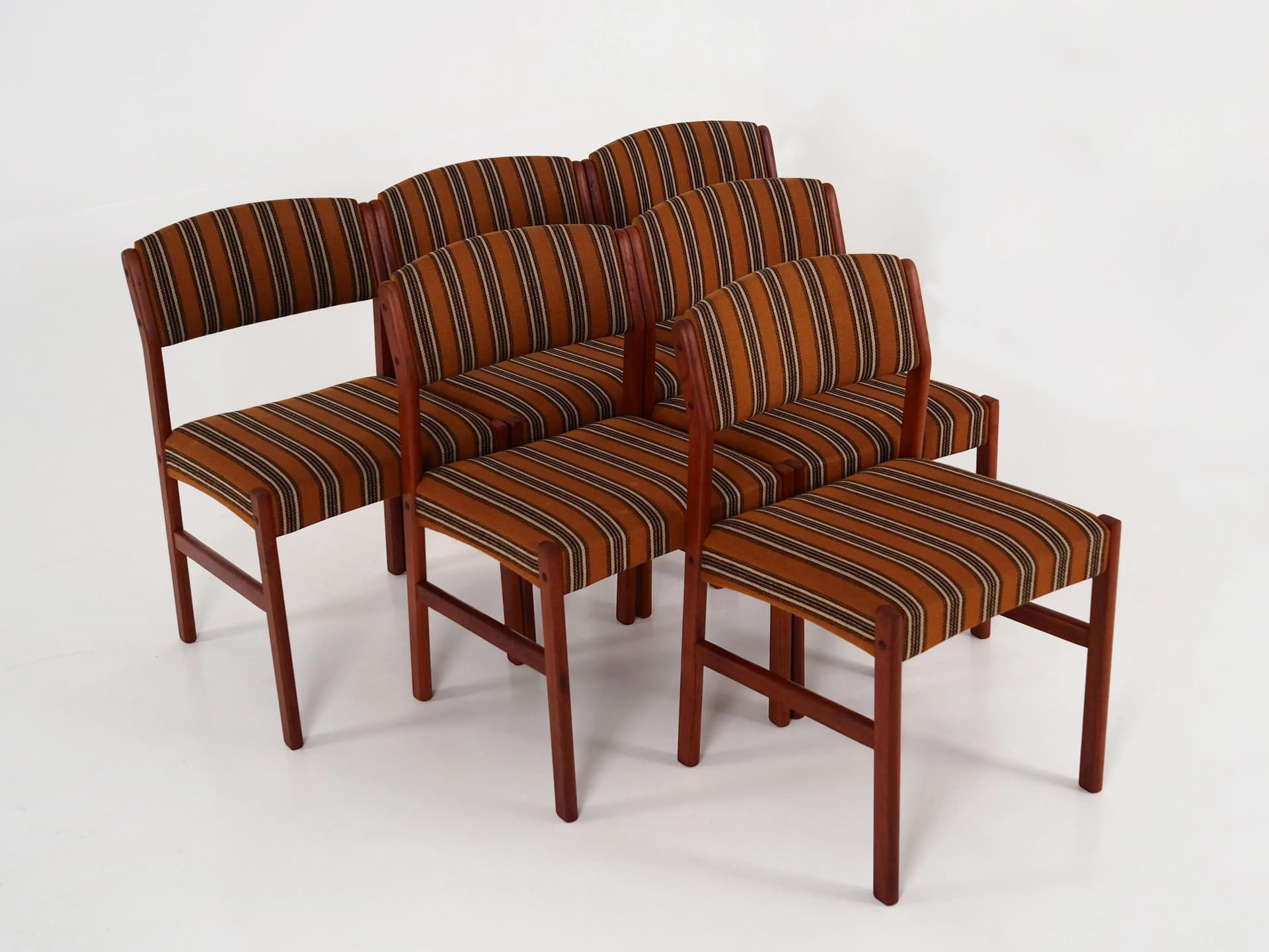 Set of six chairs, brown teak, Denmark, 1970s - 37599