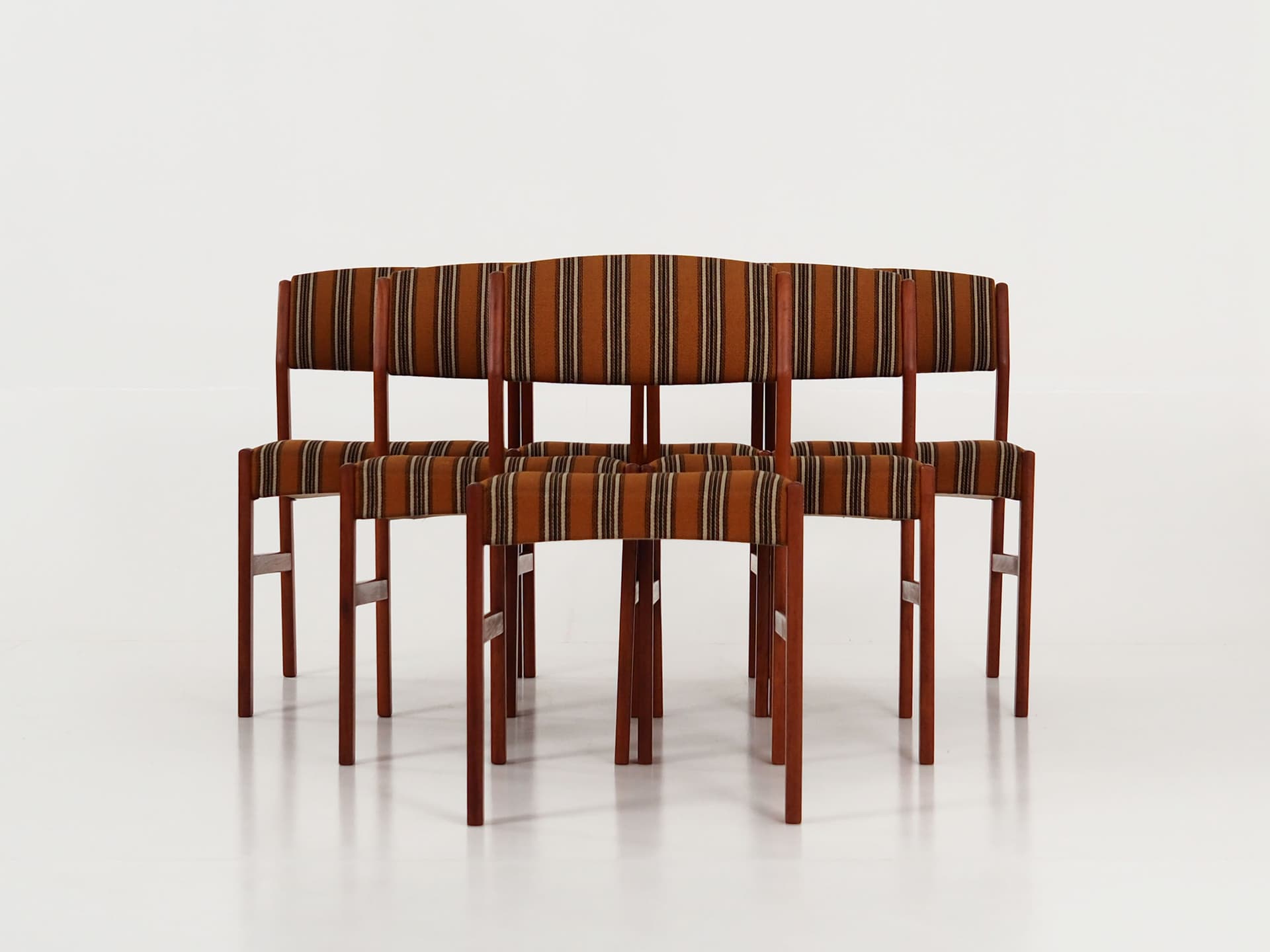 Set of six chairs, brown teak, Denmark, 1970s - 57385