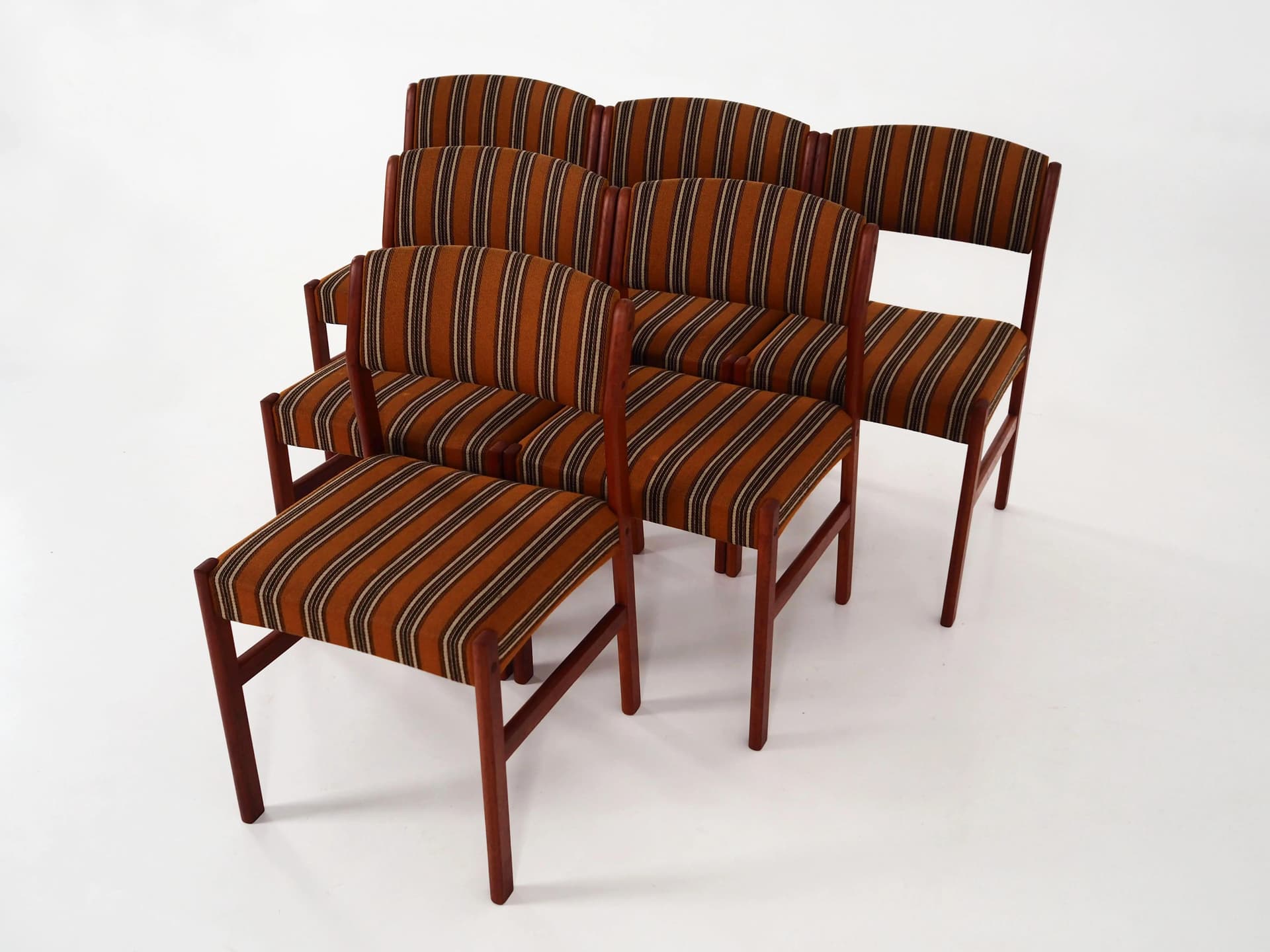 Set of six chairs, brown teak, Denmark, 1970s - 37605
