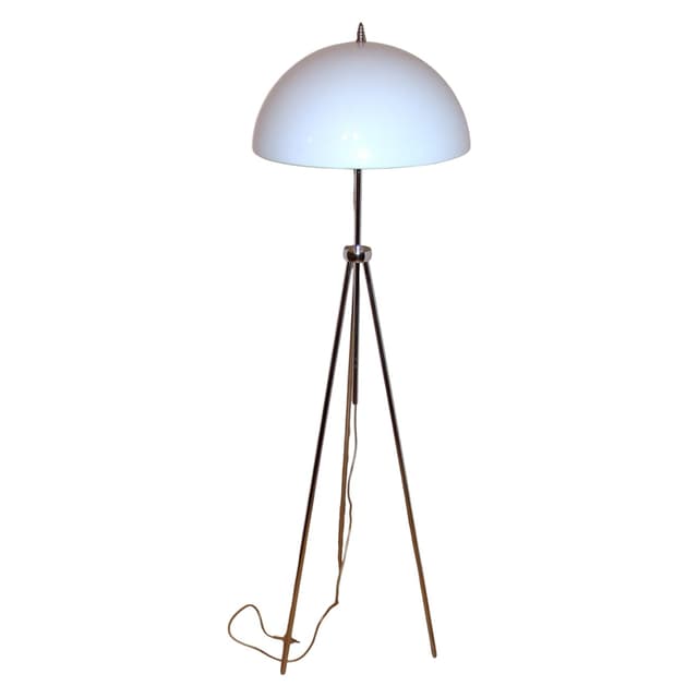 Lampa podłogowa, biały klosz, metal chromowany, lata 90. - WYMIARY