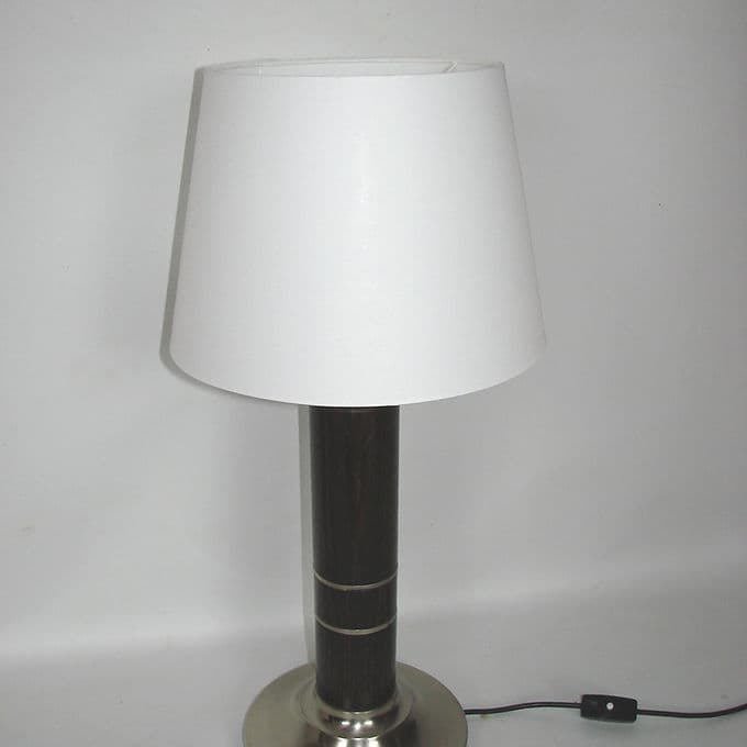 Lampa stołowa Modern, drewno brąz ciemny, metal niklowany, lata 70. - 37860