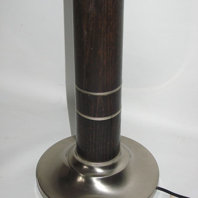 Lampa stołowa Modern, drewno brąz ciemny, metal niklowany, lata 70. - 37865