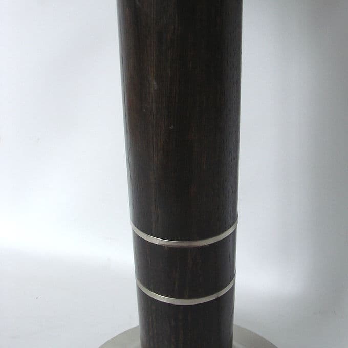 Lampa stołowa Modern, drewno brąz ciemny, metal niklowany, lata 70. - 37862