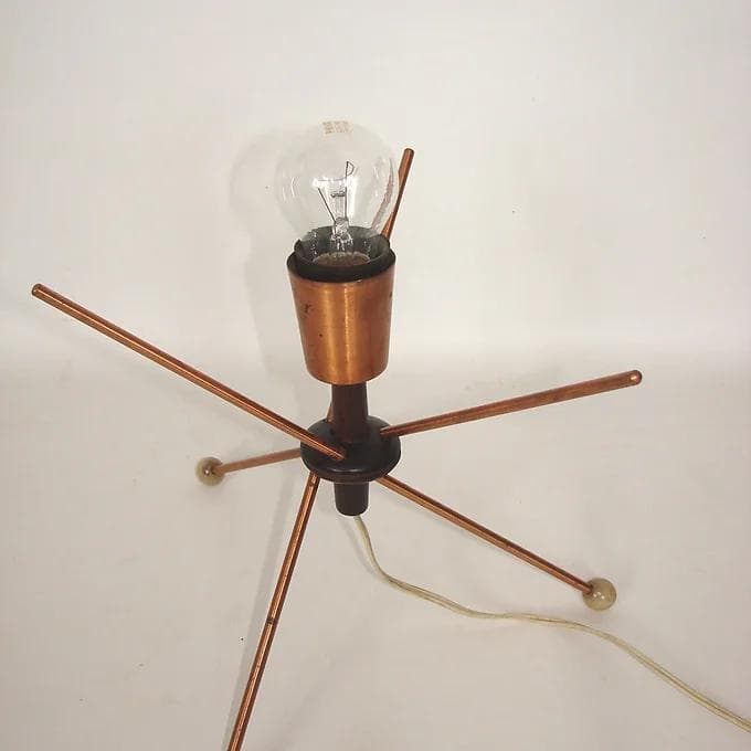 Lampka stołowa Model 959/1, beżowy, metal drewno tworzywo, Drukov, Czechosłowacja, lata 60. - 37811