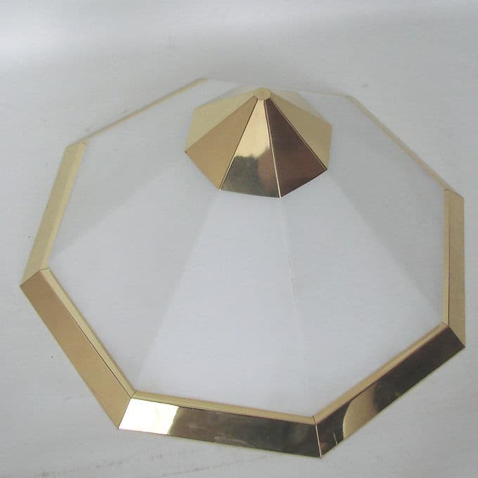 Ceiling Light Art Deco, white glass, brass, Limburg, Germany, 1970s. - 38021