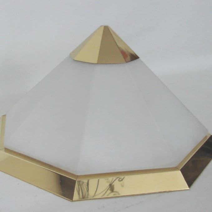 Ceiling Light Art Deco, white glass, brass, Limburg, Germany, 1970s. - 38019