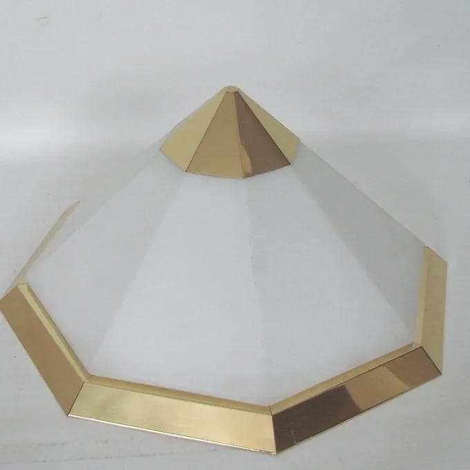 Ceiling Light Art Deco, white glass, brass, Limburg, Germany, 1970s. - 38022