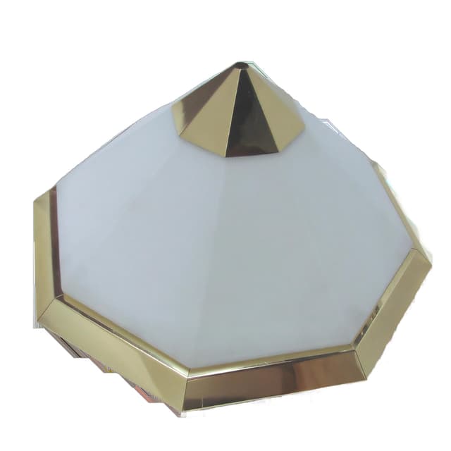 Ceiling Light Art Deco, white glass, brass, Limburg, Germany, 1970s. - DIMENSION