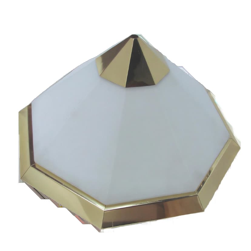 Plafon Art Deco, szkło białe, mosiądz, Limburg, Niemcy, lata 70.