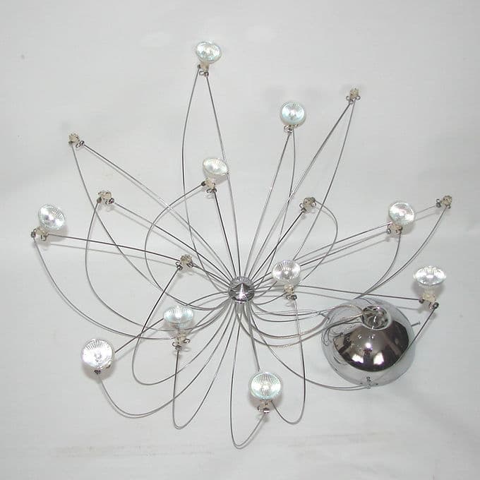 Lampa wisząca Pająk, silver, stal chromowana, space age, lata 80. - 38013