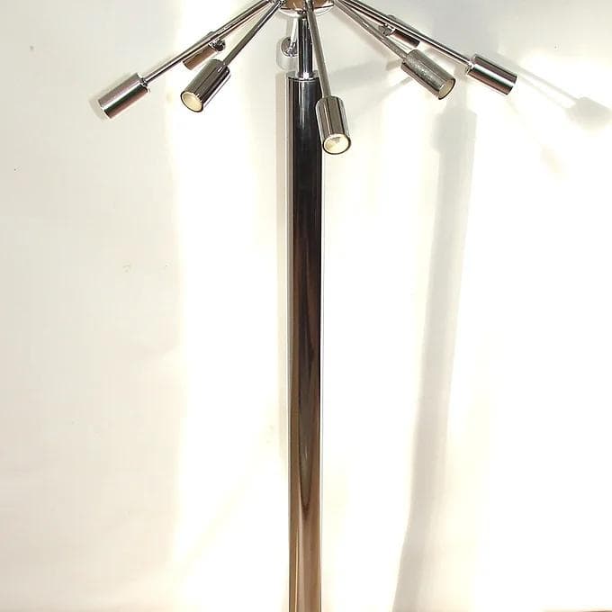 Lampa podłogowa Sputnik, srebrny, stal chrom, Space Age, lata 80. - 37989