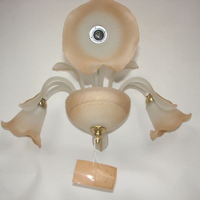 Żyrandol Murano, beżowy, szkło, Włochy, lata 70. - 37967