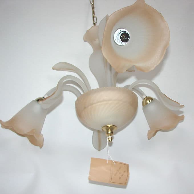 Żyrandol Murano, beżowy, szkło, Włochy, lata 70. - 37970