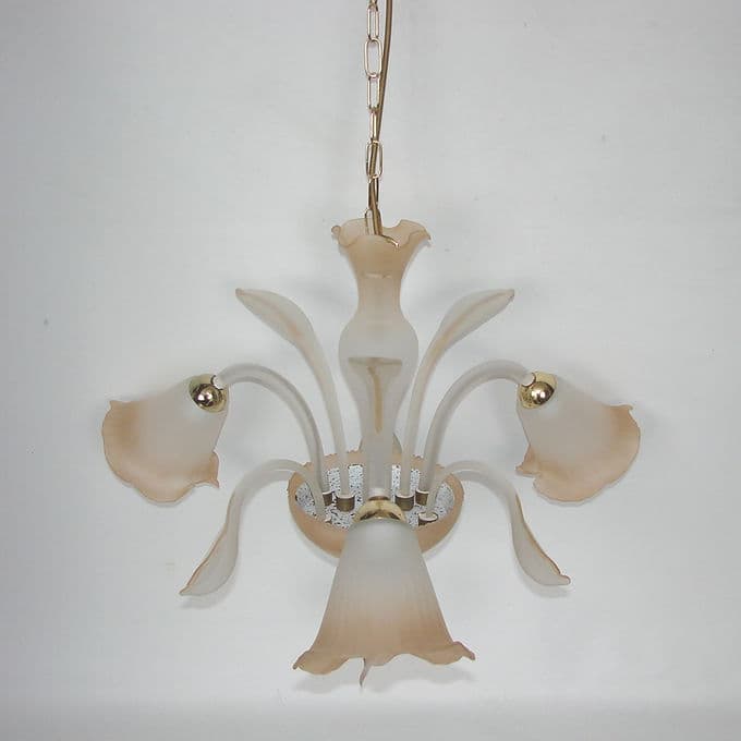 Żyrandol Murano, beżowy, szkło, Włochy, lata 70. - 37968