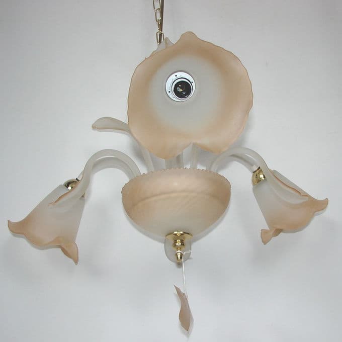 Żyrandol Murano, beżowy, szkło, Włochy, lata 70. - 37971