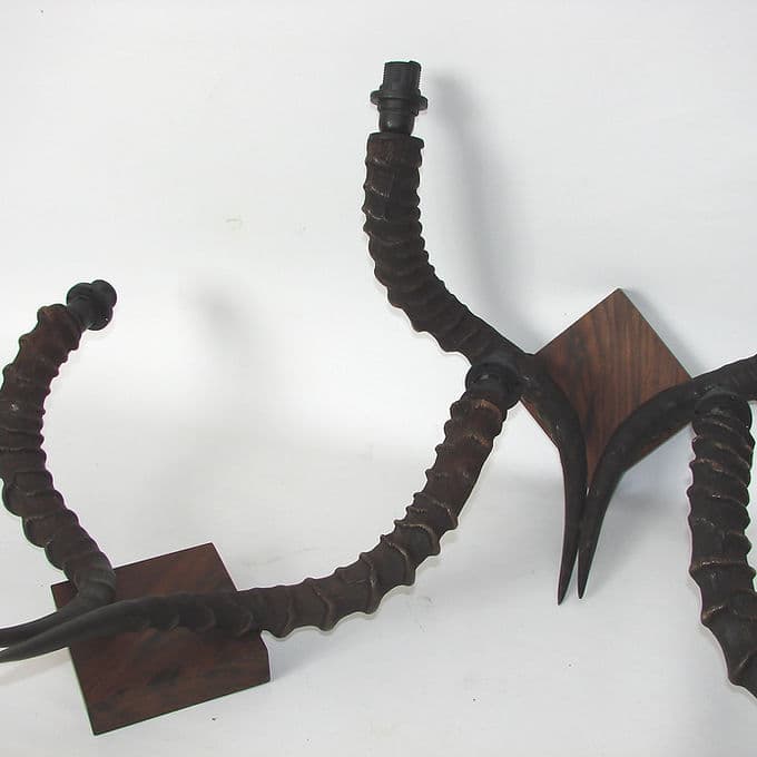 Set of Three Wall Sconces, black, wood, 1970s - 37963