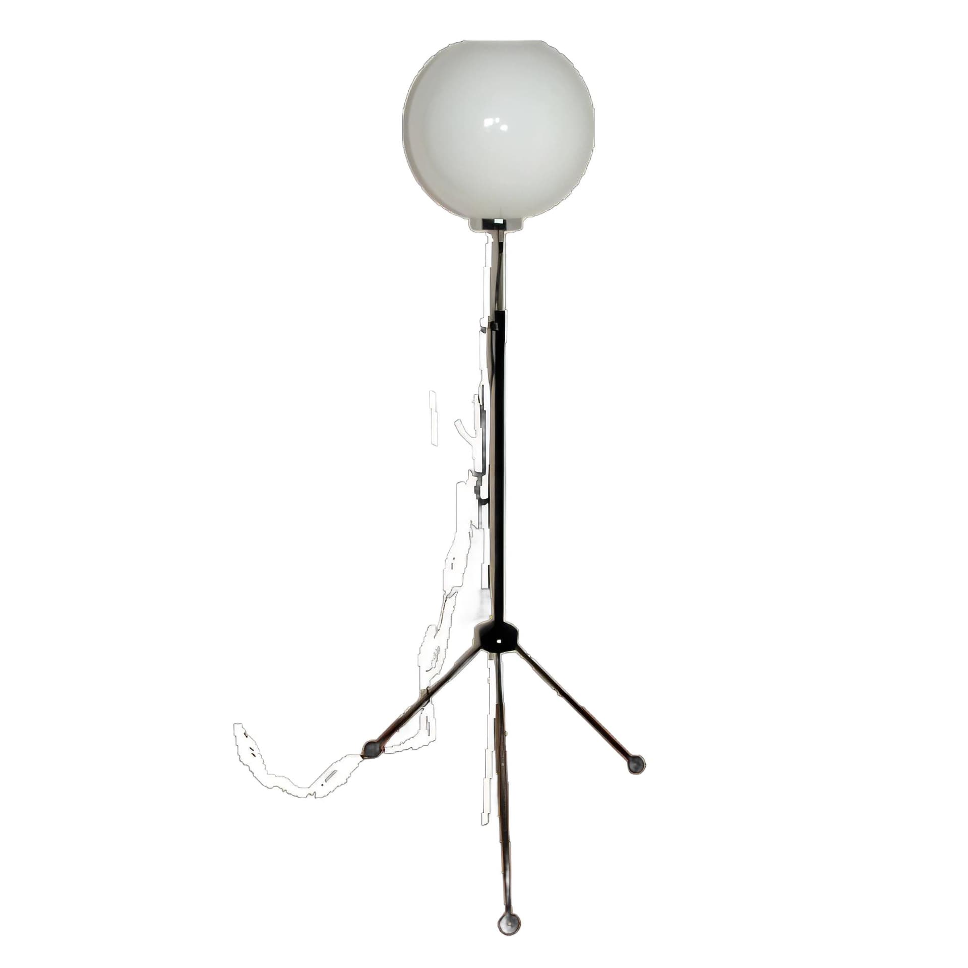 Lampa podłogowa, biała, metal, proj. A. Gałecki, Polska, lata 70.